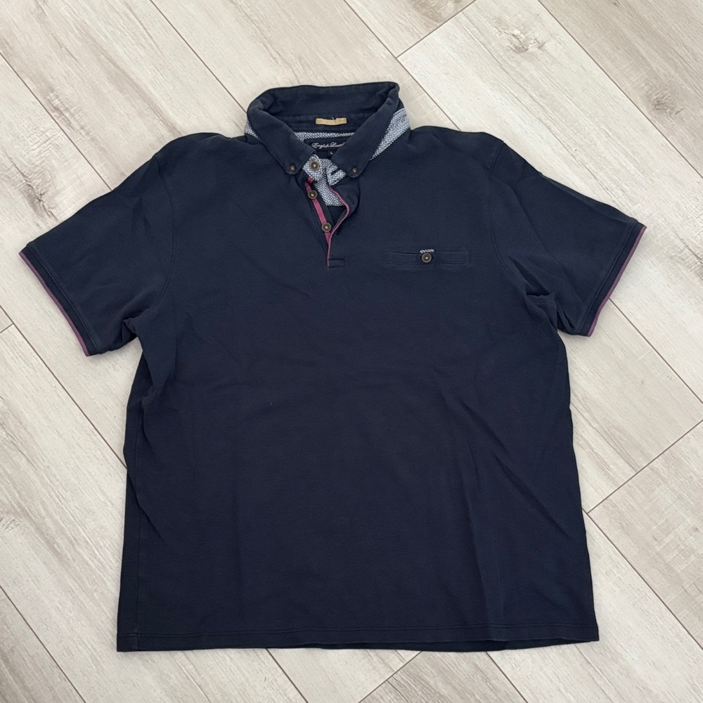 English Laundry Dark Blue Polo Shirt with Contrast Collar